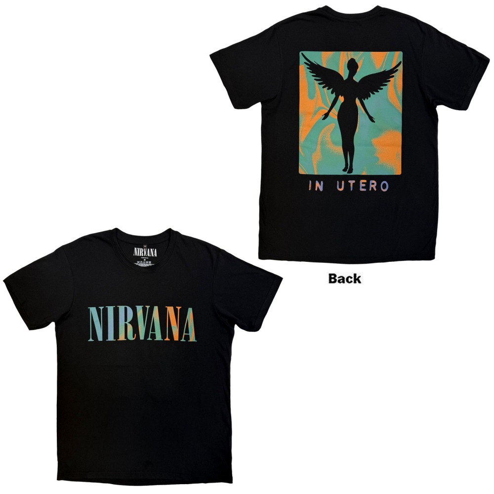 Nirvana - In Utero Angel Swirl Mens Tshirt - Black